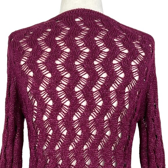 Loft WOMEN'S OPEN KNIT SWEATER V-NECK LONG SLEEVE PURPLE‎ SIZE XSP - Picture 8 of 13